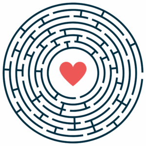 Labyrinthe avec un coeur à l'intérieur